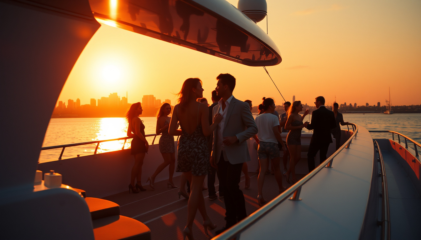 Yacht party at sunset on San Diego Bay